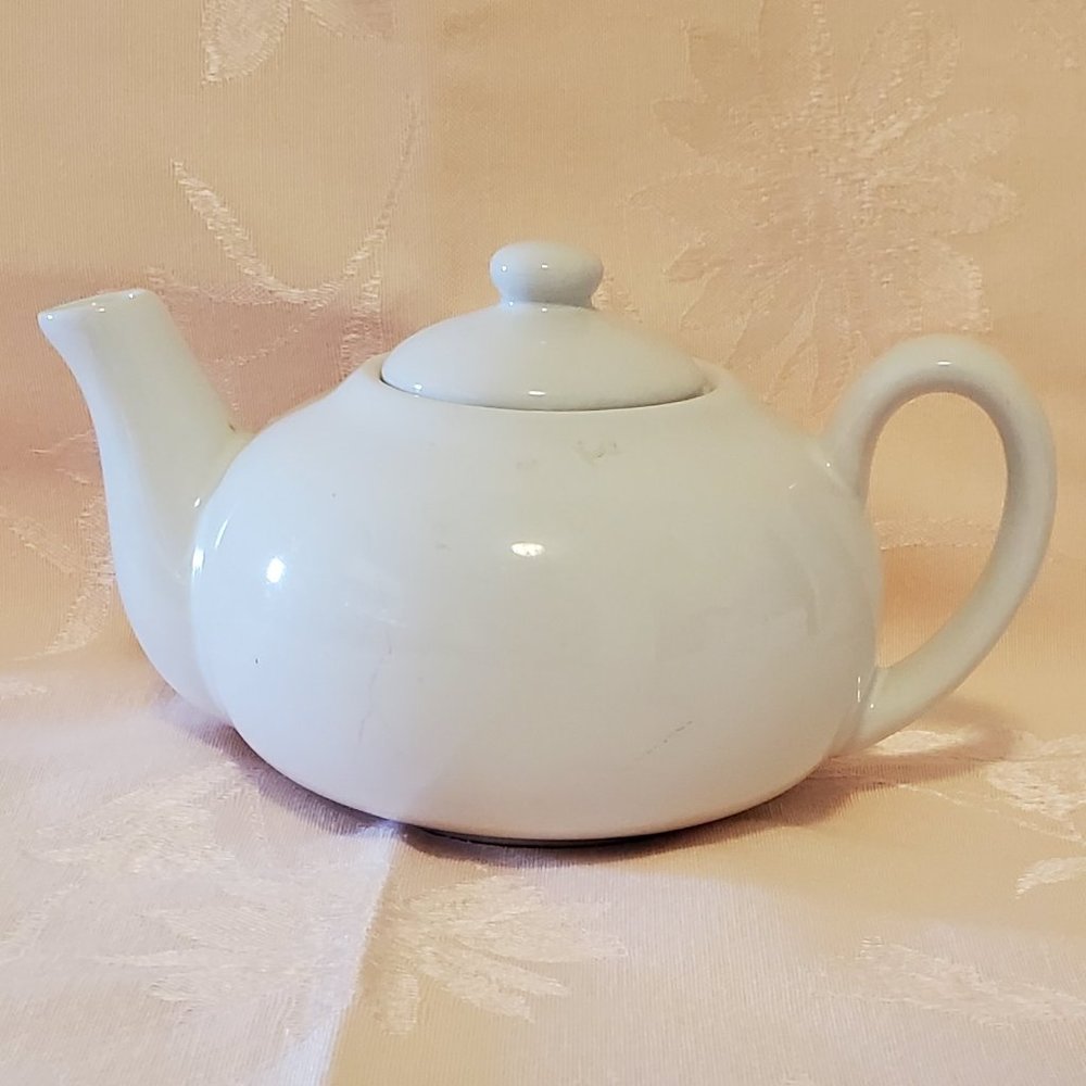 White Ceramic Two Cup Tea Pot